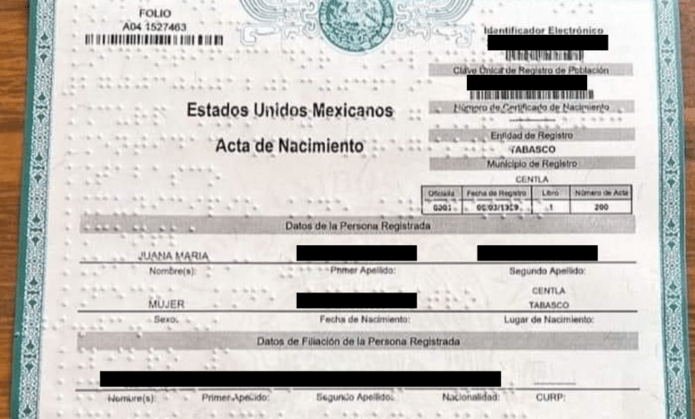 ¿Cómo obtener un acta de nacimiento braille en Tabasco?