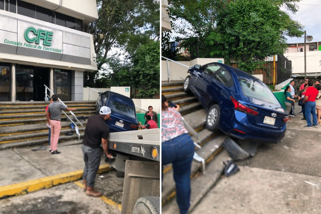 Sujeto pierde el control de su auto y se impacta en oficinas de la CFE ...