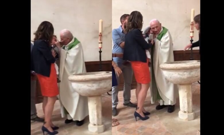 Incidente durante bautizo: sacerdote abofetea a bebé y genera indignación en redes