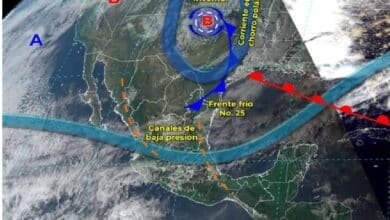 Frente frío número 25 se desplazará sobre el oriente y sureste del país