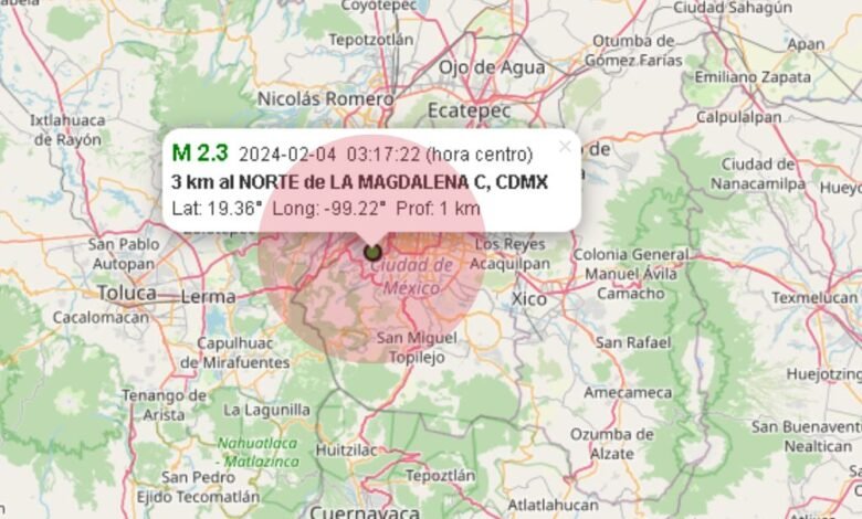 Se registra microsismo de magnitud 2.3 en la Magdalena Contreras