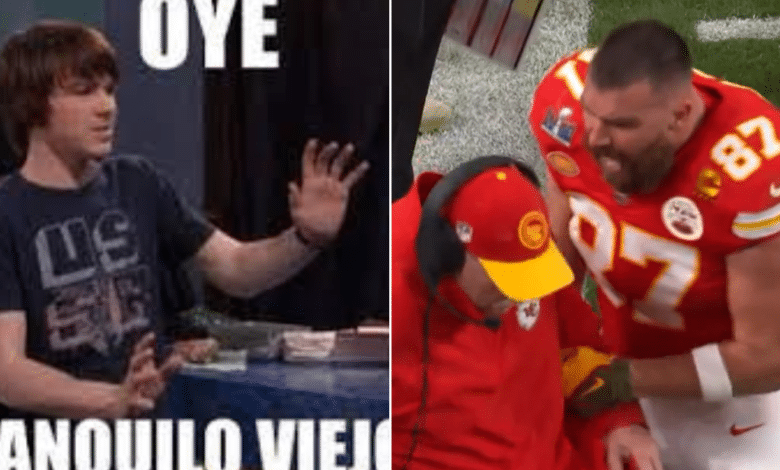 Travis Kelce empuja a su entrenador pleno Super Bowl LVII
