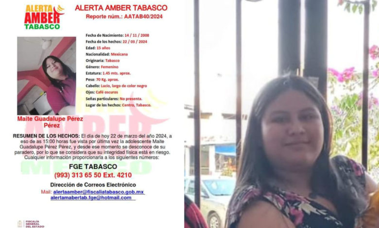 Activan Alerta Ámbar por la desaparición de la menor Maite Guadalupe Pérez