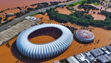 Inundaciones catastróficas en Brasil estadios y hogares afectados por temporales