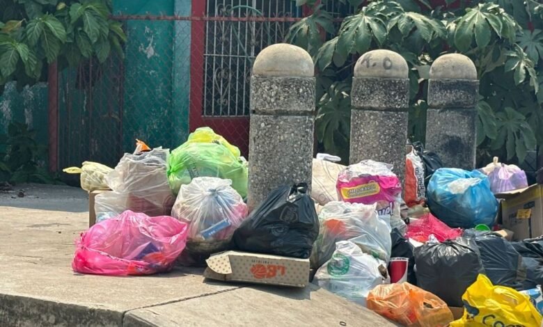 Inundada de bolsas de desechos urbanos calles de la colonia Tamulté