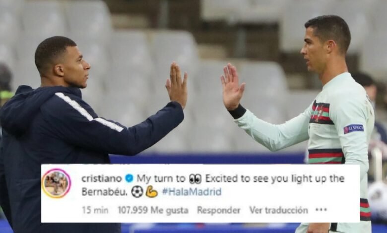 Cristiano Ronaldo celebra el fichaje de Kylian Mbappé al Real Madrid