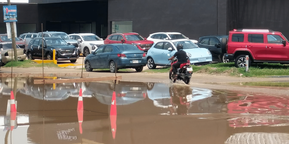 Cada lluvia un martirio cruzar "lago" de lodo para habitantes y trabajadores de Emiliano Zapata