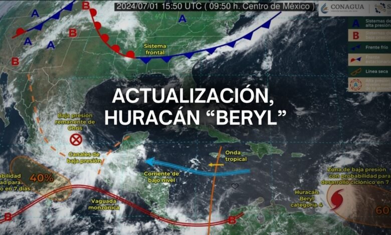Continuamos en Alerta Azul por el acercamiento del Huracán Beryl categoría 4