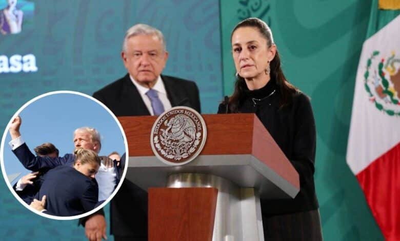 AMLO y Sheinbaum reprueban atentado contra Donald Trump