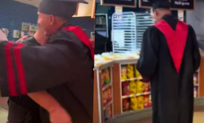 Joven graduado celebra su logro en la panadería de su padre y el video conmueve a millones