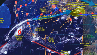 La tormenta tropical Ileana generará lluvias torrenciales en Baja California Sur, intensas en Sinaloa y Sonora, y muy fuertes en Durango