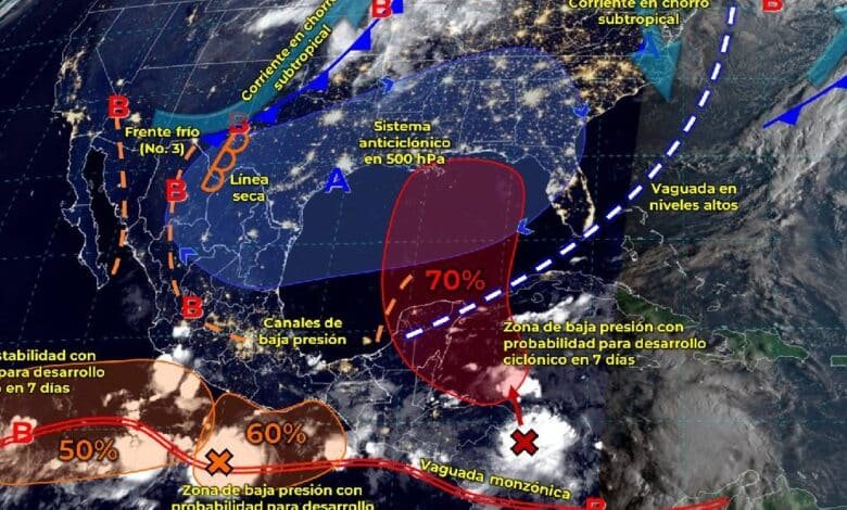 Frente frío No. 3 se aproximará a los estados del norte de México
