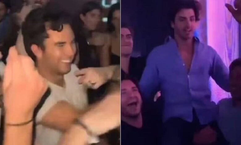 "Checo" Pérez y Carlos Sainz, captados en la fiesta