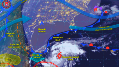 Frente Frío No. 9 y Tormenta Tropical Sara generarán fuertes lluvias en el sureste mexicano