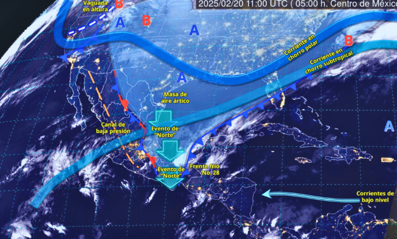 Frente Frío No. 28 traerá norte intenso en el Golfo de México y Tehuantepec