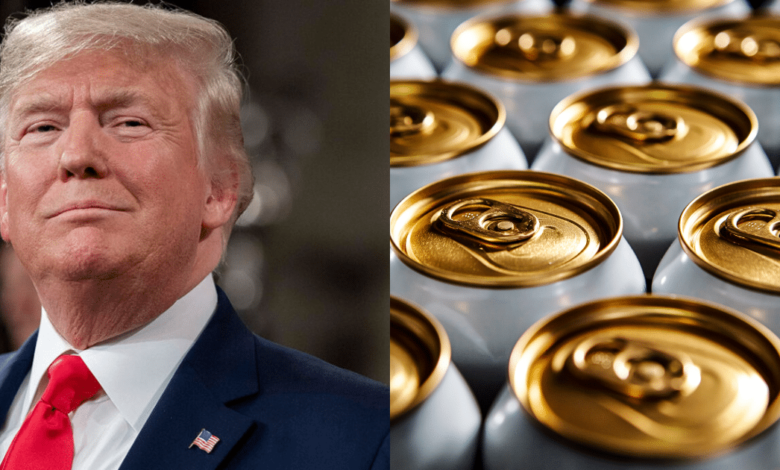 Imagen editada de Trump, y latas de cerveza