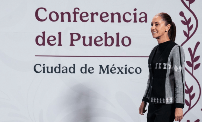 La presidenta Claudia Sheinbaum en la conferencia mañanera de hoy