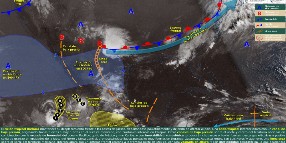 Alerta_ Lluvias intensas en el sur y fuertes en el centro-norte de México