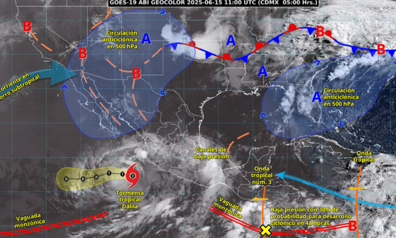 Lluvias intensas por tormenta Dalila y onda tropical 3