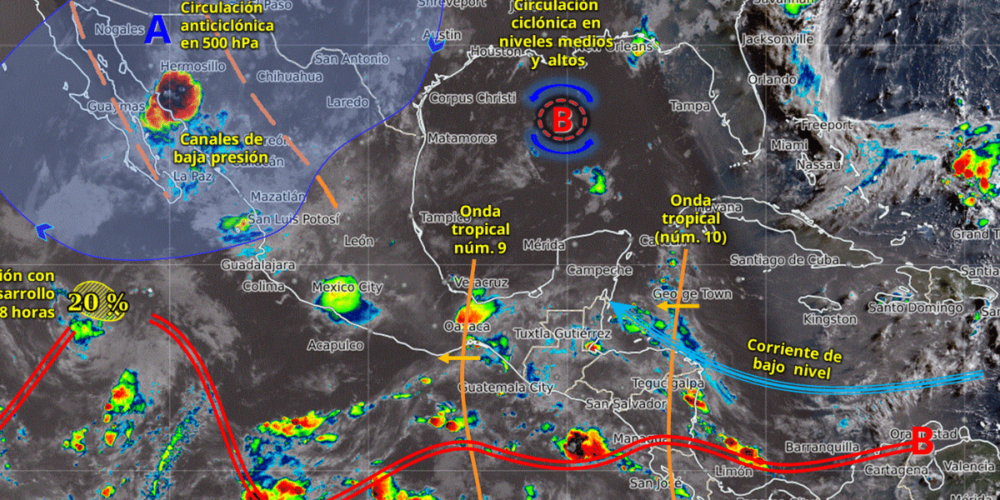 Lluvias intensas afectarán el sur y sureste de México; se esperan fuertes precipitaciones en gran parte del país