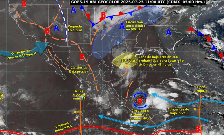 Pronostican lluvias muy fuertes en el sureste y sur de México