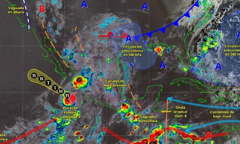 Huracán Flossie ocasionará lluvias fuertes en Nayarit y Sinaloa (Conagua)