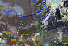 Para hoy, el monzón mexicano e inestabilidad atmosférica, propiciarán lluvias puntuales intensas en el norte y centro de Nayarit; centro y sur de Sinaloa y oeste de Durango; puntuales muy fuertes en Sonora y Chihuahua; y puntuales fuertes en Baja California Sur y Baja California.