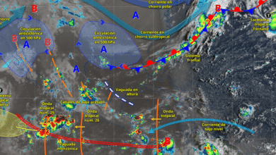 Para hoy, el monzón mexicano en interacción con una circulación ciclónica en niveles medios de la atmósfera sobre el sur del golfo de California y con inestabilidad atmosférica, generarán lluvias puntuales intensas.