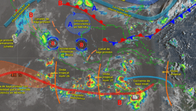 Este día, el monzón mexicano en interacción con una circulación ciclónica en niveles medios de la atmósfera sobre Baja California Sur, propiciarán lluvias fuertes a puntuales muy fuertes en Baja California Sur, Sonora, Chihuahua, Sinaloa, Durango y Nayarit. 