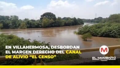 En Villahermosa, desbordan el margen derecho del canal de alivio “El Censo”