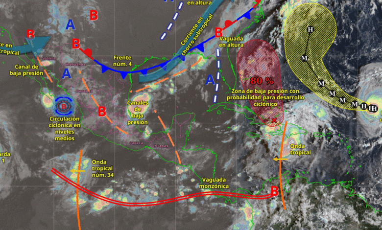 En alerta Frente frío y onda tropical provocan lluvias intensas en gran parte del país