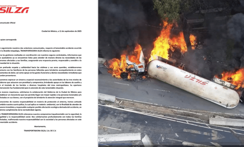 Transportadora Silza activará seguros para atender a víctimas de explosión en Iztapalapa