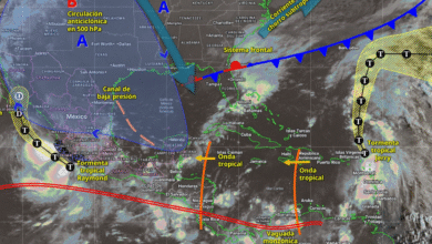 Este día, la tormenta tropical Raymond se desplazará de forma paralela a las costas de Guerrero y Michoacán, generando lluvias puntuales intensas en Jalisco, Colima, Michoacán y Guerrero (suroeste), así como lluvias muy fuertes en Nayarit.