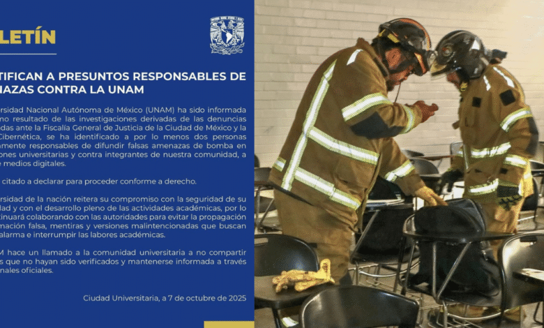 La UNAM identifica a dos presuntos responsables de falsas amenazas de bomba (Foto por Cuartoscuro y UNAM)