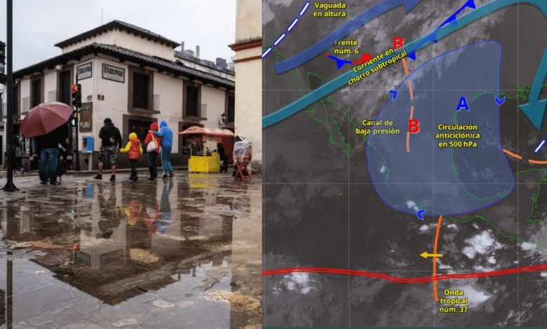 La vaguada monzónica y la onda tropical 37 provocan lluvias muy fuertes en Chiapas y otros 8 estados del país