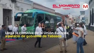 Llega la comitiva de la Unión Europea a palacio de gobierno de Tabasco