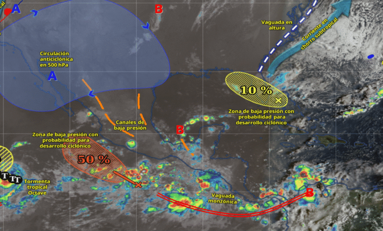 Pronostican lluvias intensas en Guerrero, Oaxaca, Chiapas, Tabasco y Veracruz