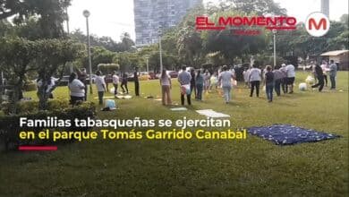 Familias tabasqueñas se ejercitan en el parque Tomás Garrido Canabal