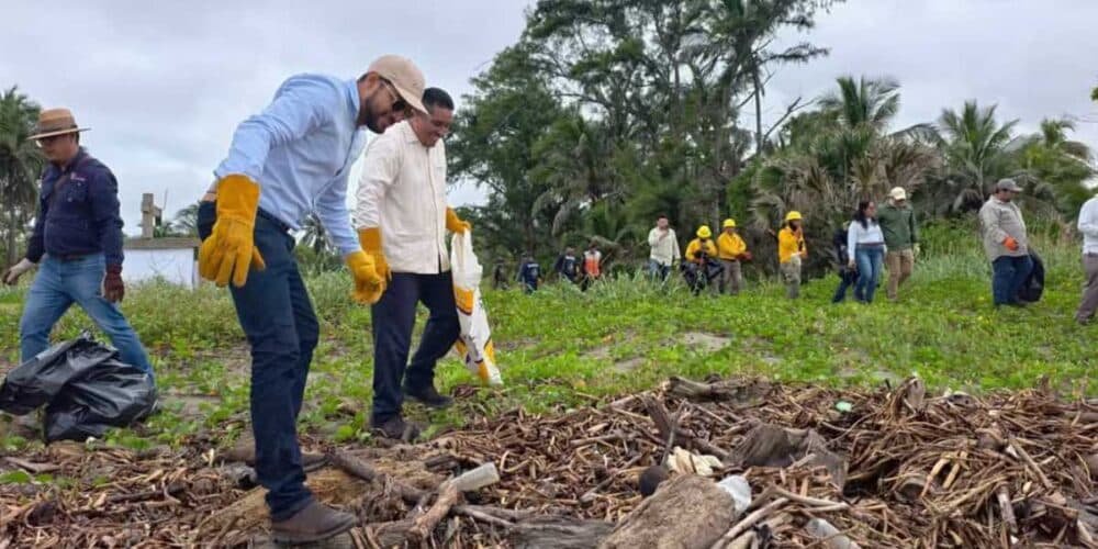 Realizan limpieza de la zona costera en Tabasco, para el saneamiento de playas