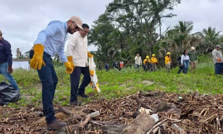 Realizan limpieza de la zona costera en Tabasco, para el saneamiento de playas