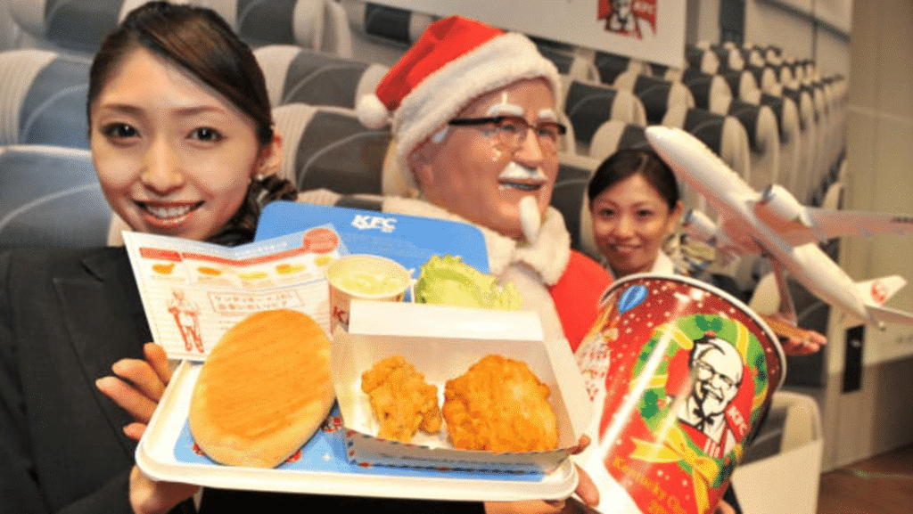 Navidad en Japón,KFC Japón,Receta de Karaage,Kurisumasu ni wa Kentakkii,Pollo frito japonés,Tradiciones navideñas del mundo,Gastronomía japonesa,Takeshi Okawara,Cena de Navidad,Party Barrel,Cultura japonesa.