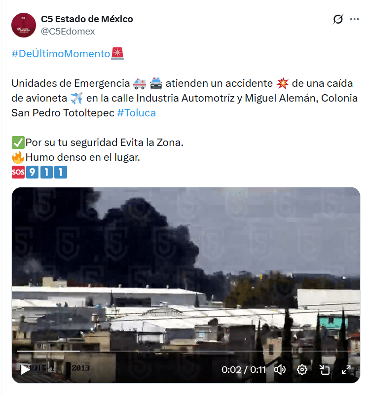 avioneta caída Toluca