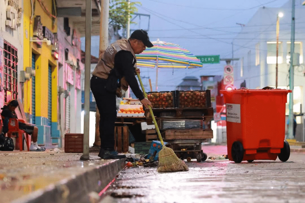 Centro Villahermosa limpieza,operativo limpieza Navidad,Ayuntamiento de Centro,Yolanda Osuna,mercados Villahermosa,recolección de basura,limpieza urbana Tabasco,servicios municipales