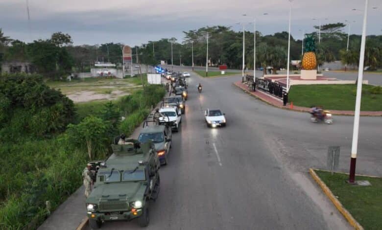 Despliegue masivo de fuerzas federales y locales en Huimanguillo