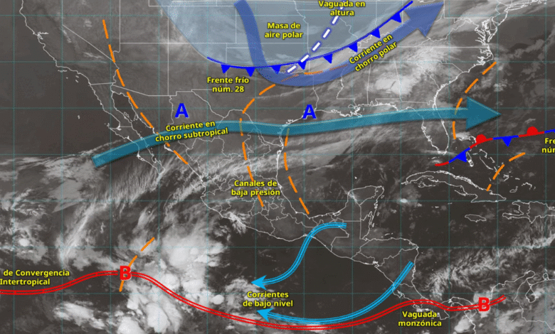 Frente frío 28 provoca lluvias fuertes en Veracruz, Tabasco, Oaxaca y Chiapas