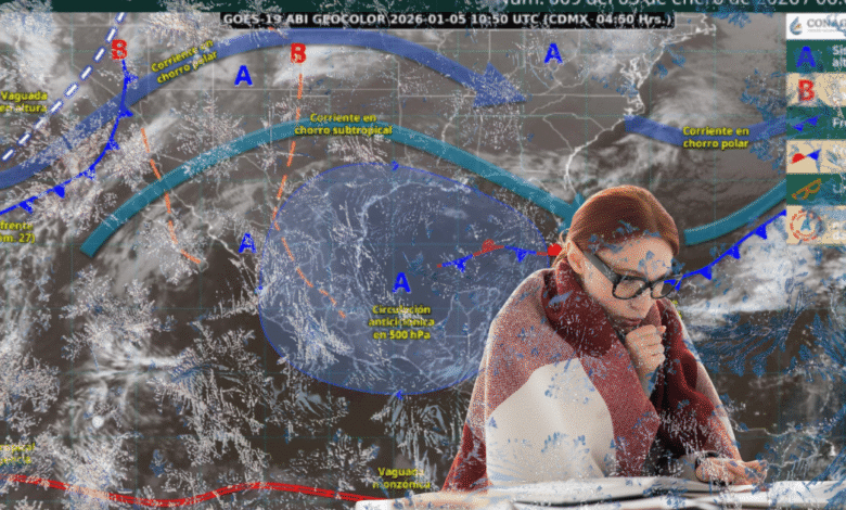 Nuevo Frente Frío 27 congela el norte de México mientras lluvias y chubascos golpean al Pacífico y el Sur