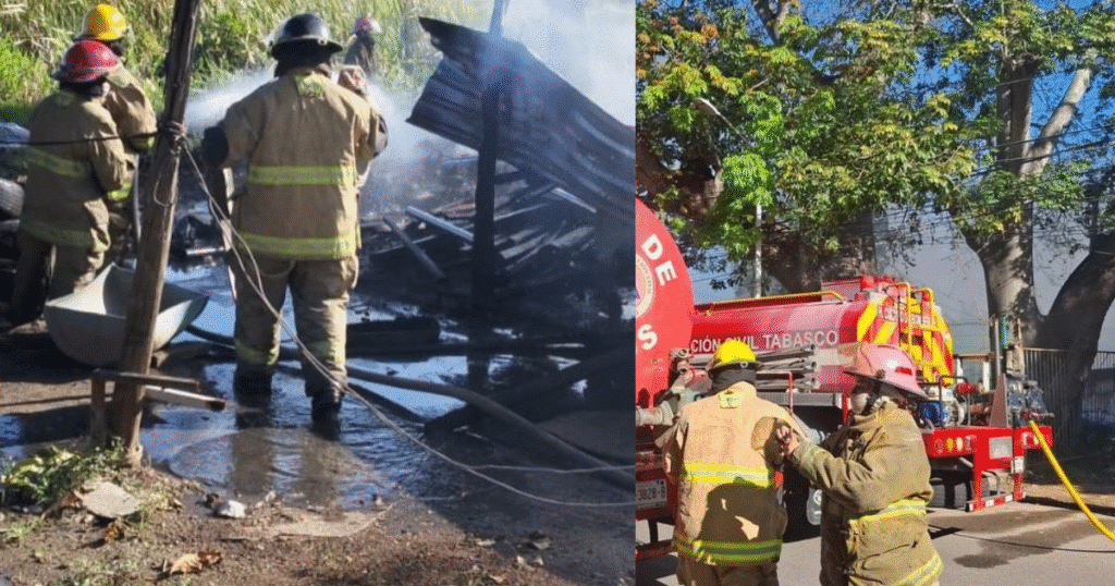incendio en Tabasco,bomberos Tabasco,rescate de tlacuache,protección civil,incendio en taller,cuerpos de emergencia,IPCET,fauna silvestre,seguridad,Cruz Roja