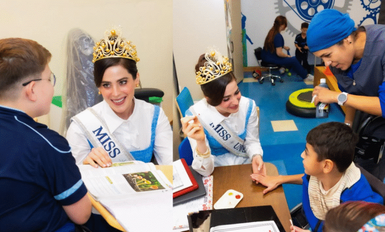 Miss Universo Fátima Bosch visita Centro de Rehabilitación Pediátrica en Puerto Rico