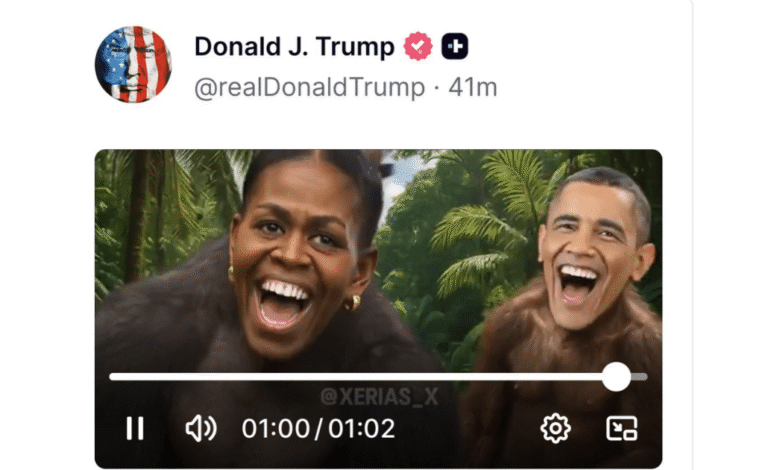 Trump difunde video que muestra a Obama y a su esposa como monos