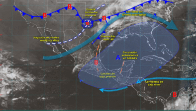 Frente frío 40 provocará chubascos en el centro y sureste del país y fuertes vientos en el norte